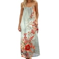 thumbnail image 2 of Neewe Robe d'Été Grande Taille pour Femmes Maxi à Bretelles Spaghetti Dos Nu Ample Décontractée à Imprimé Col Rond Ourlet Fluide Longue Robe Soleil Quotidien, 2 of 8