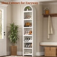 thumbnail image 6 of 76" Tall Narrow Arched Bookcase, 7-Teir Mid-Century Modern Bookshelf with Adjustable Shelves for Living Room, Home Office, White, 6 of 7