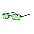 thumbnail image 2 of SA106 Extra Small Mens Rectangular Metal Rim Classic Color Lens Sunglasses Gunmetal Green, 2 of 4