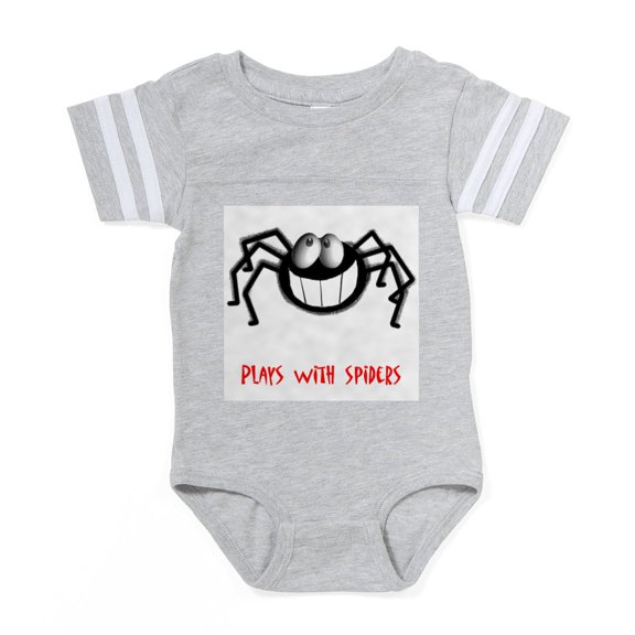 CafePress - Plays With Spiders 2 - Cute Infant Baby Football Bodysuit