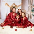 thumbnail image 6 of Family Christmas Pajamas Matching Sets Silk Satin Pajamas PJ's Solid Family Matching Sleepwear Nightwear Pants Set For Women Men Couples Women Men Red, 6 of 6
