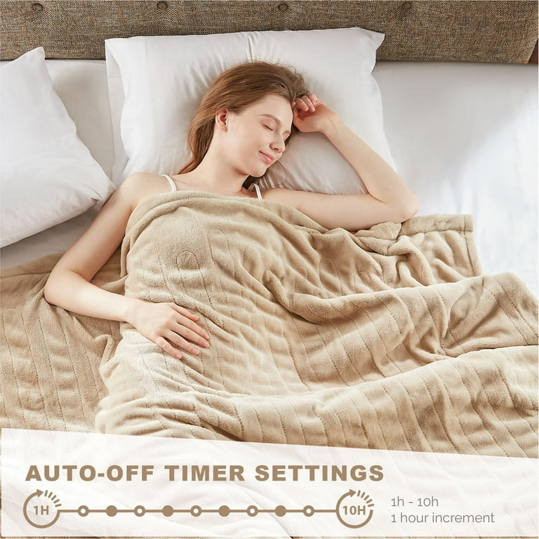 Degrees of Comfort Electric Blanket Twin XL Heated Blanket for Bed Single Control W Auto Shut Off Machine Washable Beige 64Wx86L Walmart
