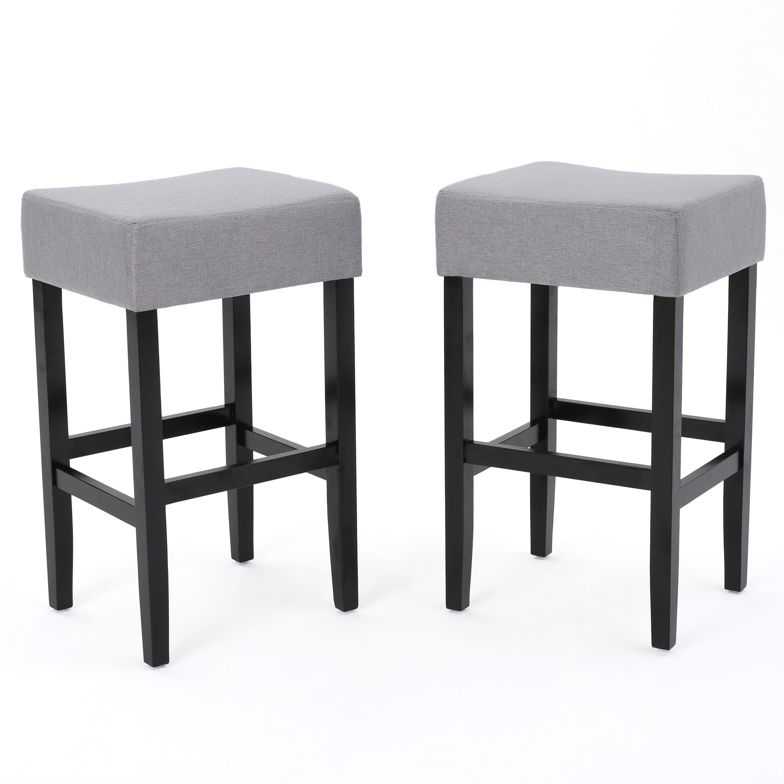 Lenando Fabric Backless Barstools Set Of 2 Light Grey Com