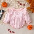thumbnail image 7 of qiiinnHk My First Halloween Baby Girl Outfit Long Sleeve Pumpkin Romper Bodysuit Ruffled Plaid Bubble Fall Winter Clothes 0-3 Months,Orange, 7 of 7