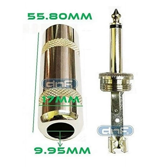 2 Pack Male 1/4" Audio cord Plug Connector Mono 6.3mm for Guitar/ Speaker Cable