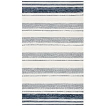 SAFAVIEH Striped Kilim Cailyn Striped Cotton Area Rug, Ivory/Navy, 8' x 10'