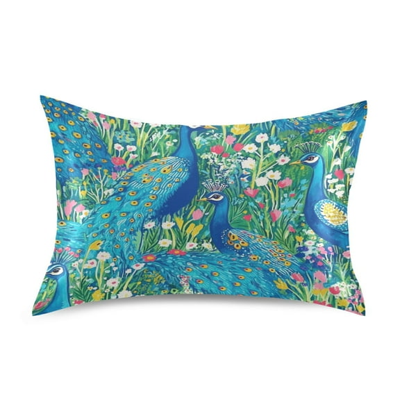 Regal Peacocks Luxury Silky Soft Pillowcase Standard Size Wrinkle Resistant Envelope Closure 20x26in