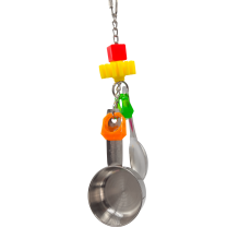 1047 Spoon Pot Ringer Banger M&M Bird Toys Colorful Features Stainless Steel