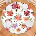 thumbnail image 2 of Round Fitted Tablecloth with Elastic Edges Fits 36"-44" Round Tables Pioneer Colorful Floral Waterproof Table Cover Washable Indoor and Outdoor for Party Kitchen Dinner Banquet Patio Picnic, 2 of 7