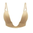 thumbnail image 2 of Fullness Deep Plunge V Shape Women's Push up Convertible V Bra, Size, 34C-Beige, 2 of 3
