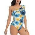 thumbnail image 3 of Sikiie Circular Print Women One Piece Swimsuits Tummy Control One Shoulder Bathing Suits Ruffle Swimwear, From S to XXL-X-Large, 3 of 6