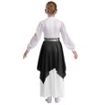 thumbnail image 3 of YiZYiF Girls Metallic Color Block Church Praise Dance Dress Long Sleeve Worship Liturgical Tunic Black 8, 3 of 7