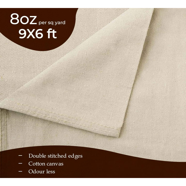Canvas Drop Cloth 6x9 ft Pack of 1 - Odourless Painters Drop Cloth for  Painting Cotton Canvas Tarps for Floor & Furniture Protection - All Purpose  Canvas Fabric Painting Drop Cloths by
