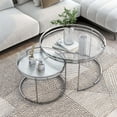 thumbnail image 5 of Ensigne Metal Round Nesting 2-Piece Table Set, Chrome and Clear, 5 of 7