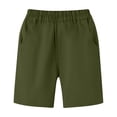 thumbnail image 4 of Boys School Uniform Shorts Elastic Waist Chino Shorts Classic Wedding Daily Shorts Olive Green, 4 of 8