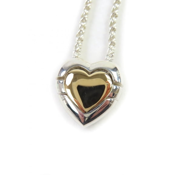 Pre-Owned TIFFANY & Co. 925 750 Heart Puzzle Necklace Pendant in Silver and Gold,... (Good)