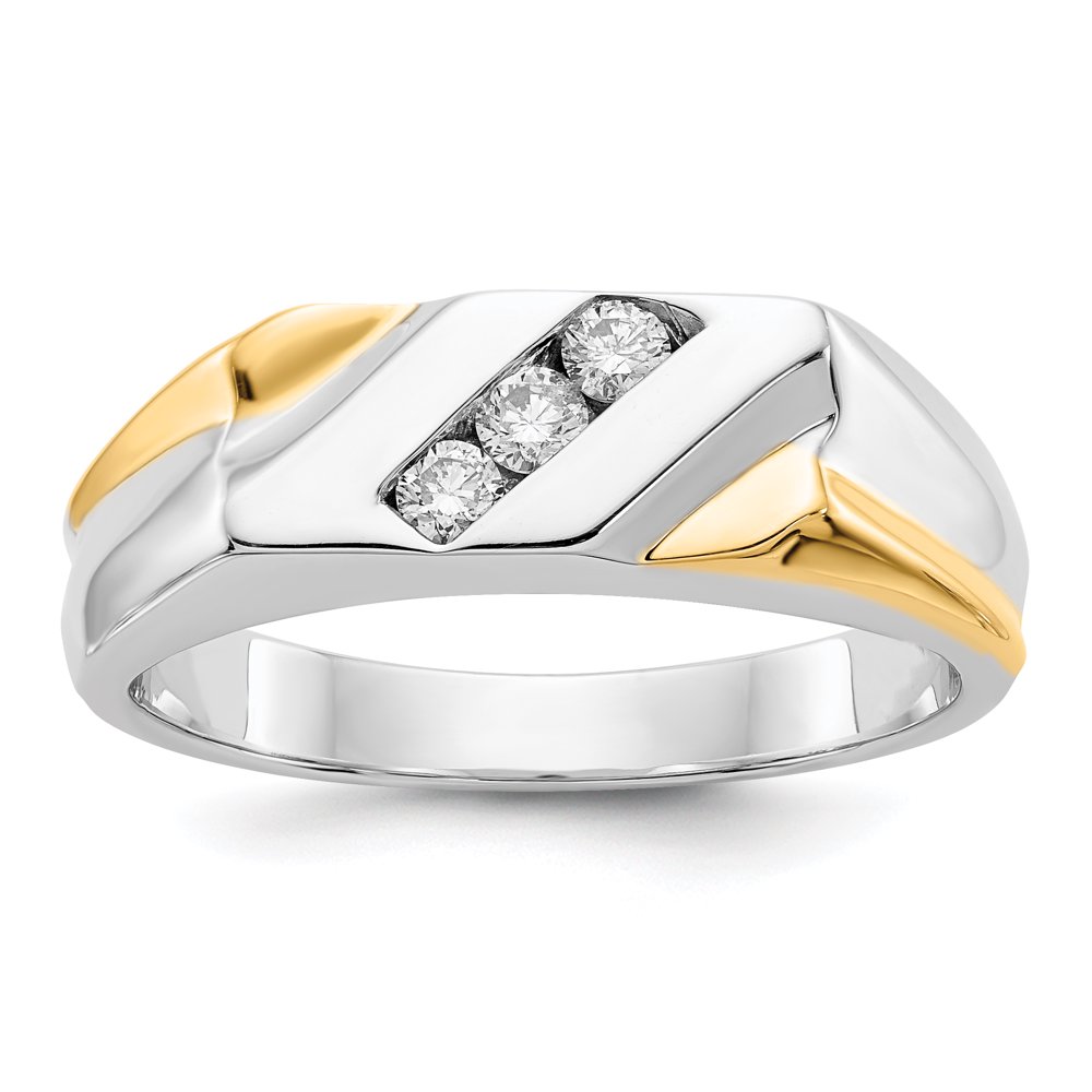 14K Twotone Gold Diamond Mens Ring (0.195Cttw) Ring Size 10 Walmart