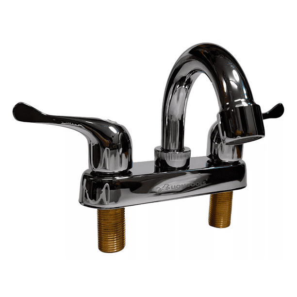 Llave Mezcladora Para Lavabo Cuerpo De Latón Cubierta Acero Inoxidable