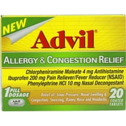 Advil Allergy & Congestion Relief Tablets 20 Tablets (Pack of 3)