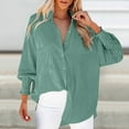 thumbnail image 2 of Womens Button Down Shirt Striped Print Dressy Casual Lapel Collar V-Neck Tunic Tops Long Sleeved Loose Fit Blouses with Pocket, 2 of 5