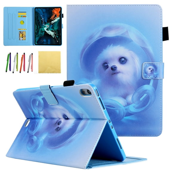 New iPad Pro 11" 2018 Case - Allytech Premium PU Leather Stand Smart Case with Auto Wake/Sleep Function & Card Slots for Apple iPad Pro 11 inch 2018 Model Tablet, Blue Cat