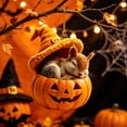 thumbnail image 4 of OCCOA Cute Halloween Pumpkin Hanging Ornament Sleeping Animals with Witch Hat Acrylic Pendant for Tree Mantel Window Door Home Halloween Decor Gift, F, 4 of 5