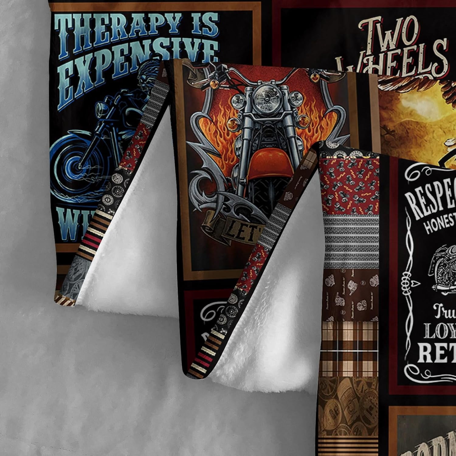 Motorcycle Blankets Super Soft Flannel Fleece Throw Blankets for Bed Sofa and Couch Cool Motorcycle Gifts for Men and Women Fluffy Warm Riding Blankets