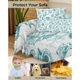 thumbnail image 4 of Turquoise Nautical Sofa Covers for 3 Cushion,Washable Couch Cover for Sectional Sofa Slipcovers with Tassel,Coastal Starfish Shell Conch Retro Sea Loveseat Covers Futon Cover Throw Blanket 71x118, 4 of 8