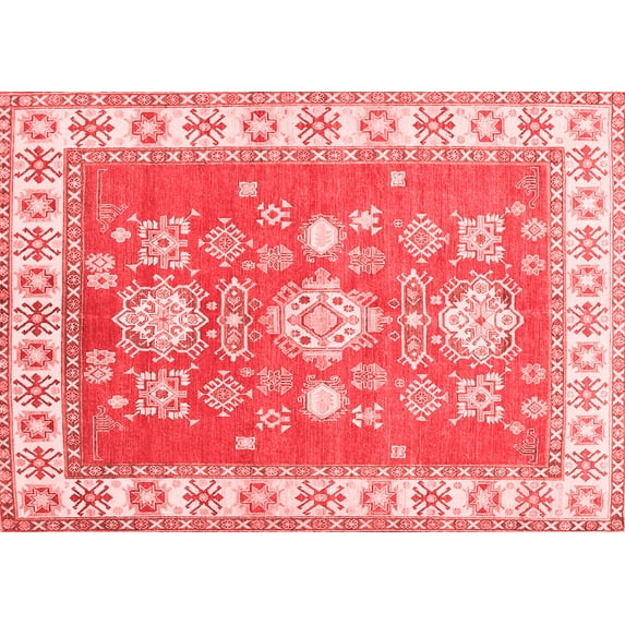 Ahgly Company Indoor Rectangle Geometric Red Traditional Area Rugs, 8' x 12'