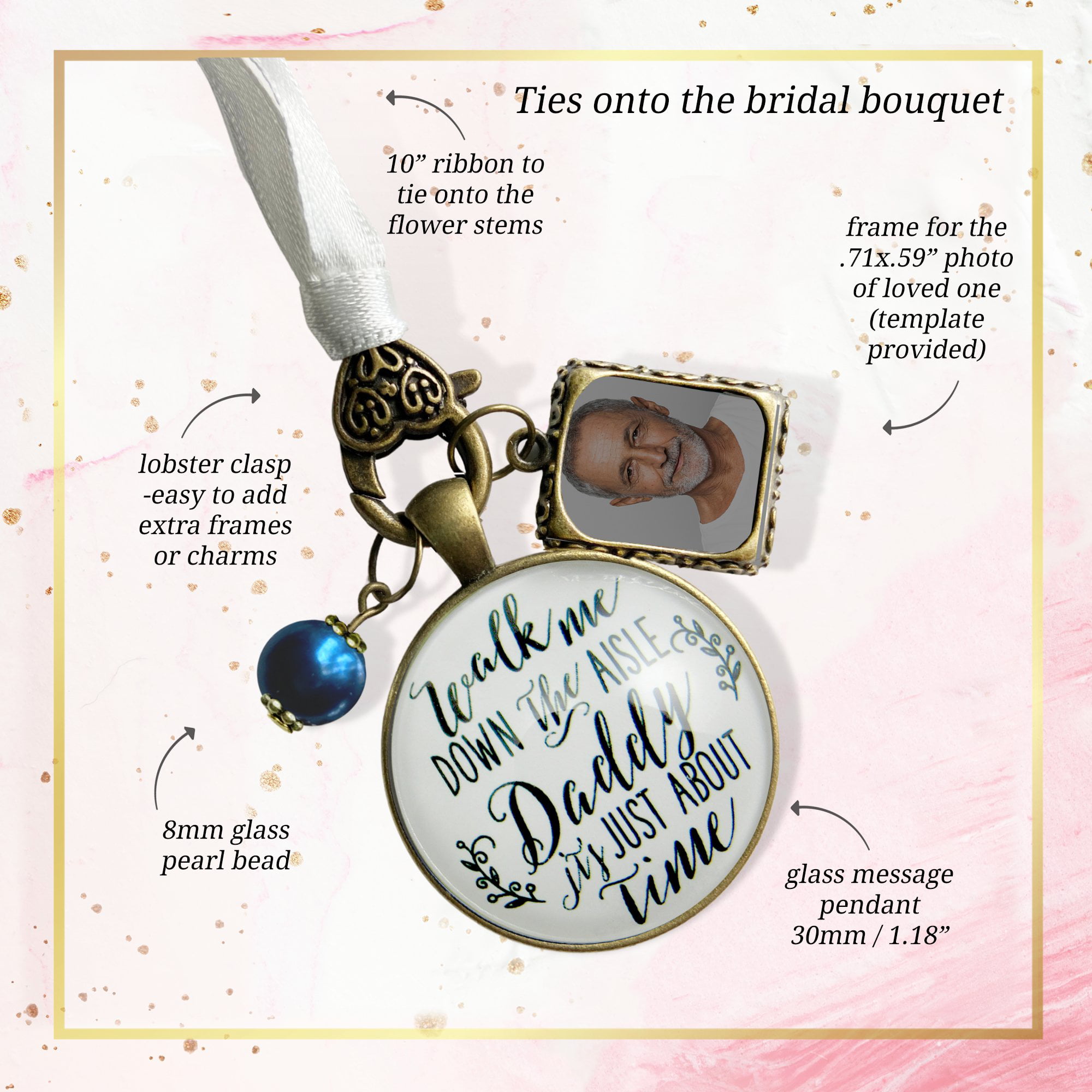 Bouquet Charm for Wedding Memory of Father Walk Me India