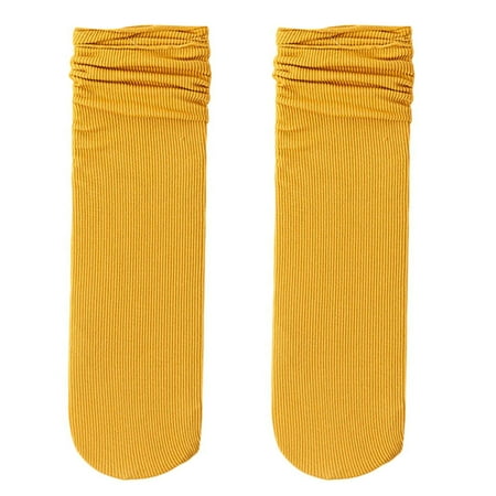 

Zhiyuan 1 Pair Ice Socks Ultra-thin Comfortable Velvet Summer Middle Tube Women Pile Socks Stockings for Daily Life