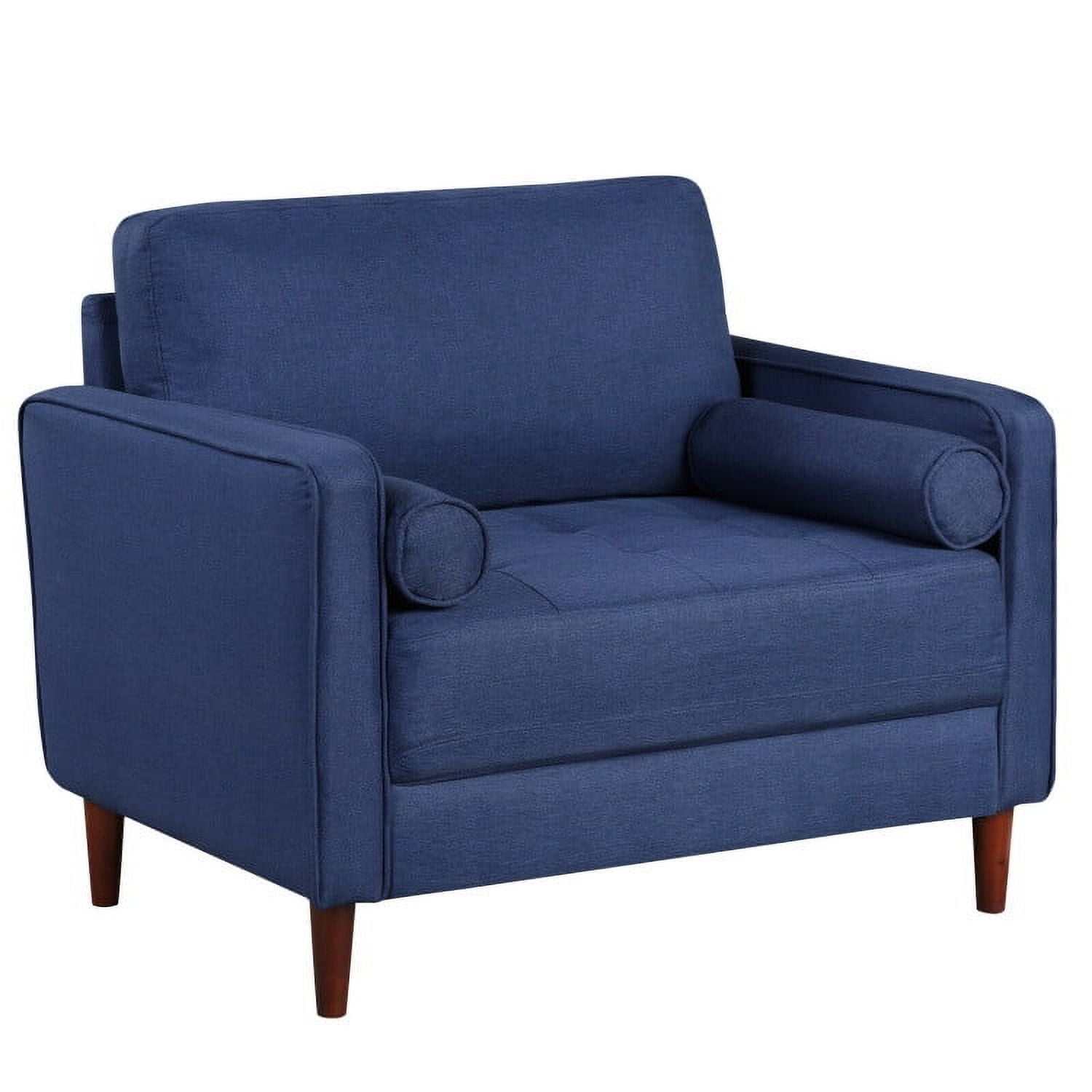 Finihen Comfy Accent Armchair, Accent Oversized Linen Club Armchair with Pillows and Rubber Wood Legs, for Living Room, Bedroom, Navy Finihen Comfy Accent Armchair, Accent Oversized Linen Club Armchair with Pillows and Rubber Wood Legs, for Living Room, Bedroom, Navy