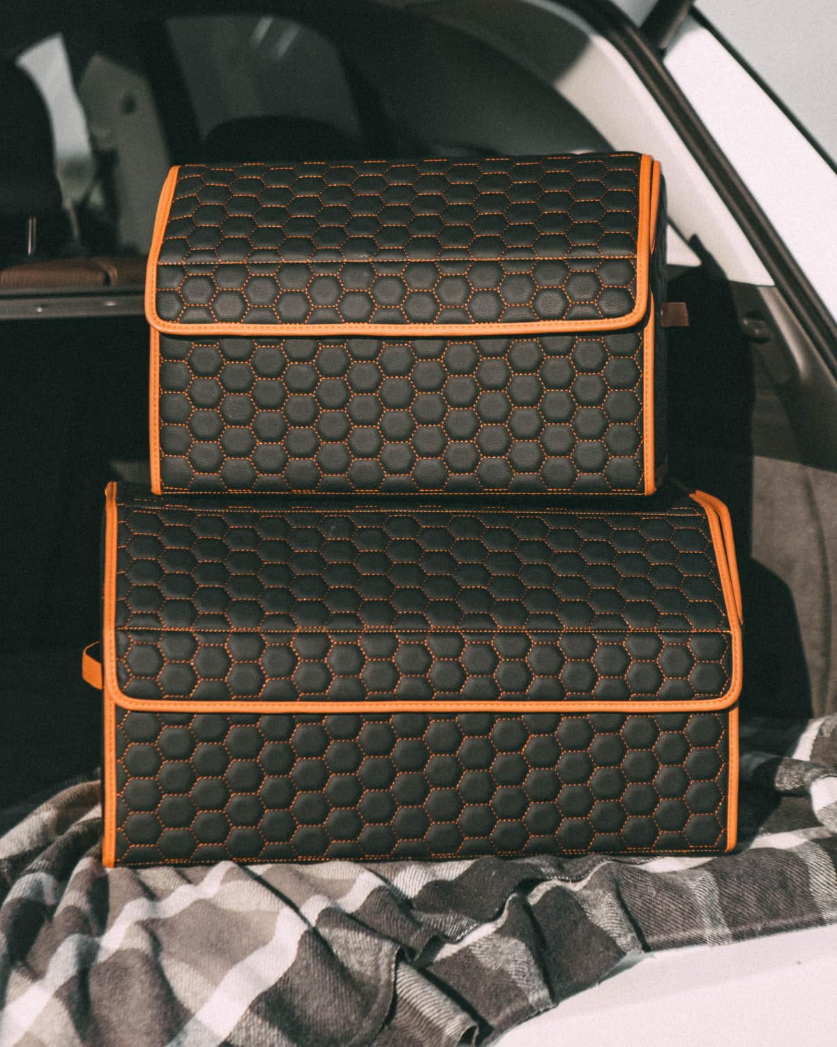 Owleys Premium Foldable Trunk Organizer for SUV | Car Trunk Storage Organizer | Car Trunk Organizer for SUV | Car Box Organizer Trunk | SUV Cargo Organizer | SUV Organizer 17 in Hexy