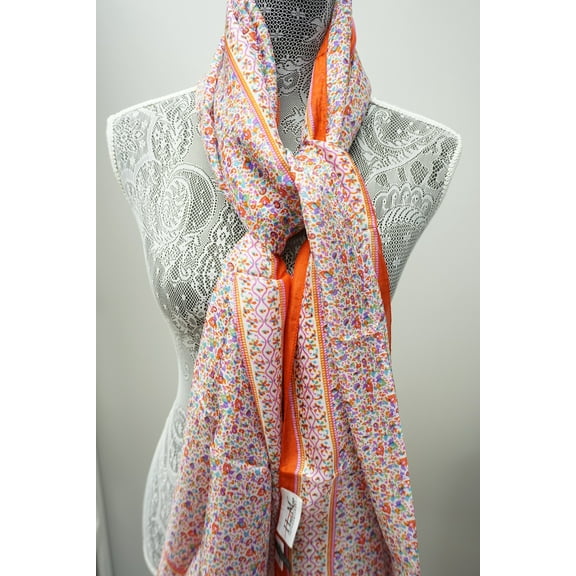 Hand Printed Indian 100% Silk Scarf, Wrap, Throw, Shawl Organic