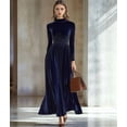 thumbnail image 5 of Velvet Dress for Women High Neck Long Sleeve Elegant Flowy Maxi Wedding Party Formal Gown Evening Dress XL, 5 of 7