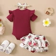 thumbnail image 2 of Uccdo Baby Girls Bloomers Shorts Clothes, Infants Short Sleeve Bodysuit & Layered Shorts with Headband 3Pcs Summer Outfit Set, Size 0-18M, 2 of 8