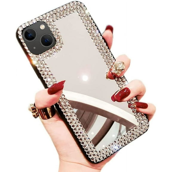 for iPhone 14 Case 3D Glitter Sparkle Bling Mirror Case Luxury Shiny Crystal Rhinestone Diamond Bumper Clear Protective Case Cover for Women for iPhone 14 6.1"