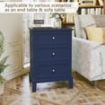 thumbnail image 3 of HLR Blue Mid-Century 3-Drawer Dresser with Storage, Tall Large Chest of Drawers for Bedroom, Hallway, 3 of 7