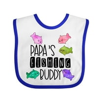Inktastic Papa's Fishing Buddy with Colorful Fish Boys or Girls Baby Bib