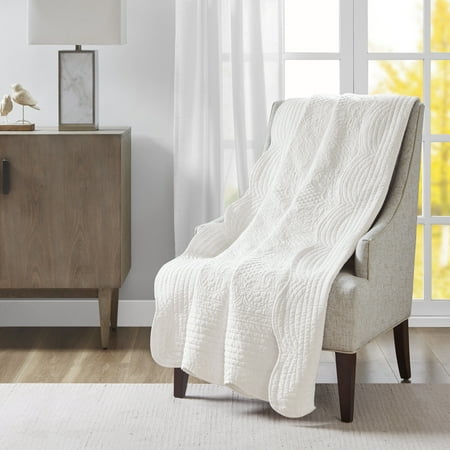 America Quilted Throw - Home Essence Marino Oversized Quilted Throw with Scalloped Edges