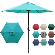 Abba Patio 9ft Outdoor Market Patio Umbrella w/ Push Button Tilt and Crank, 8 Ribs-Turquoise