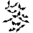 thumbnail image 5 of 2026 Halloween Indoor Decorations 12PC Halloween Bats Decoration For Home Decor DIY Wall Decal Bathroom Indoor Hallowmas Party Supplies 4 Different Sizes Realistic PVC Scary Black Sticker, 5 of 9