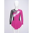 thumbnail image 5 of Aislor Kids Rhinestones Ice Skating Girls Mesh Spliced Long Sleeve Skirts Dance Dress, 5 of 7