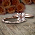 thumbnail image 2 of Perfect Bridal Set on Sale 1.25 carat Princess Cut Morganite and Diamond Bridal Set on 10k Rose Gold, 2 of 3