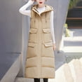 thumbnail image 4 of Lindreshi Puffer Vest for Women Clearance Fashion Women Pocket Coat Long Jacket Winter Sleeveless Down Cotton Waistcoat, 4 of 6