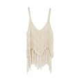 thumbnail image 4 of Women'S Fringe Camis Western Cowgirl Tassel Tank Tops Sleeveless V-Neck Crochet Top Spaghetti Straps Vest S, 4 of 10