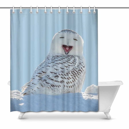 Yusdecor Funny Smiling Snowy Owl Adorable Animal Waterproof Shower Curtain Decor Fabric Bathroom Set 66x72 Inch Walmart Canada
