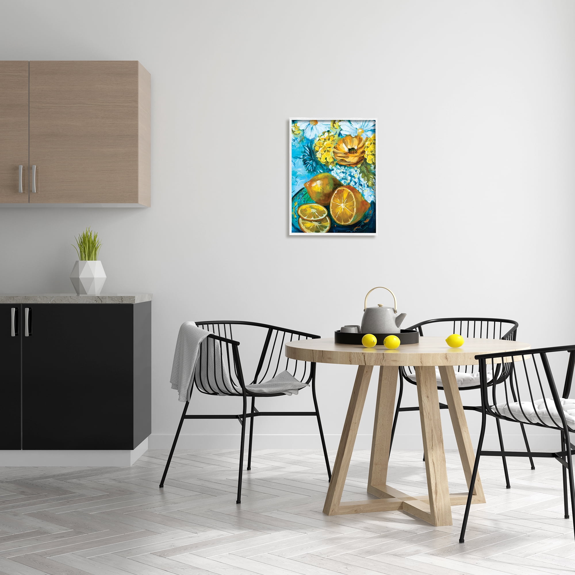 Stupell Industries Lemons & Flowers Painting Food & Beverage Painting White Framed Art Print Wall Art, 16 x 20