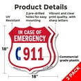 thumbnail image 2 of Emergency 911 Phone Shield Sign In Case Of Emergency Call 911 (2 Pack) 18 inch X 18 inch Shield Shaped Commercial Grade Plastic Signs Weather Resistant, UV Protected for Workplace Made, 2 of 7