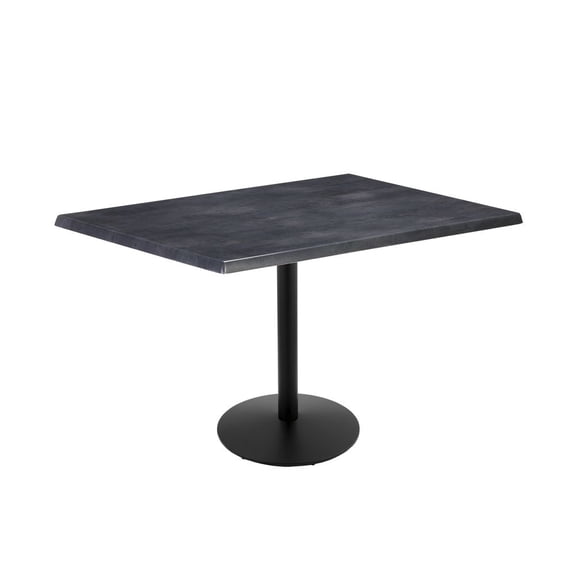 Holland 36" Black Round Base Rectangle Table in 48" Black Top